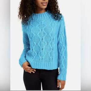 HOOKED UP Acrylic Cable Knit Sweater size M Aqua Blue Chunky Pre-Owned Great